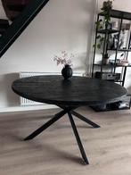 Zwarte ronde houten tafel, Ophalen, Zo goed als nieuw, Rond, 100 tot 150 cm