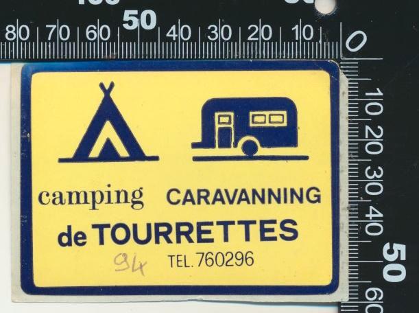 Sticker: Camping Caravanning De Tourrettes, Verzamelen, Stickers, Zo goed als nieuw, Bedrijf of Vereniging, Ophalen of Verzenden