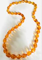 Vintage gevlamde facet geslepen acryl ketting, Ophalen of Verzenden, Zo goed als nieuw, Oranje, Kunststof