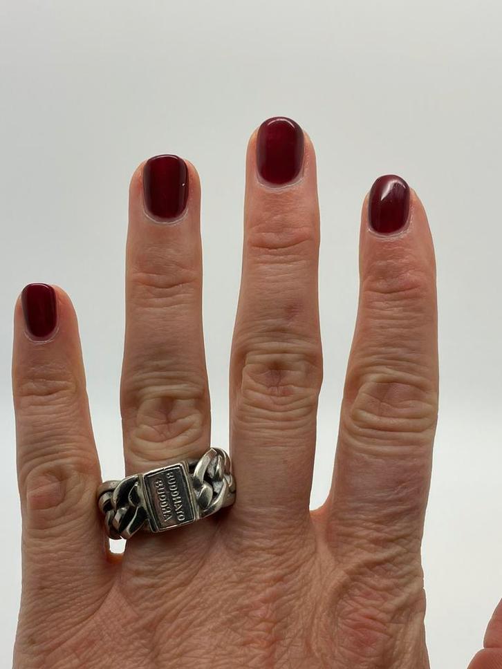 Z407 Prachtige zilveren Buddha to Buddha ring maat 19, Sieraden, Tassen en Uiterlijk, Ringen, Dame, 19 tot 20, Zilver, Zilver