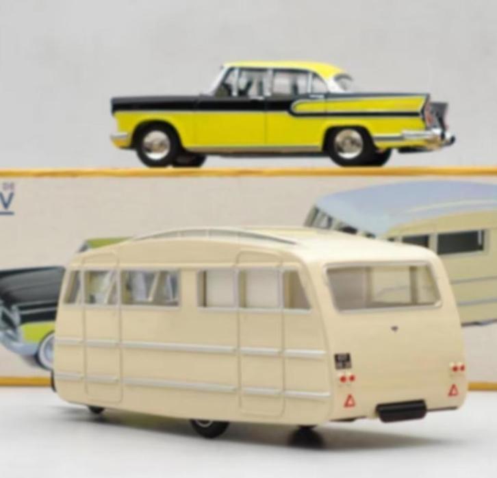 Simca Chambord geel 1958 & caravan Henon 1/43 NOREV CL5711, Hobby en Vrije tijd, Modelauto's | 1:43, Nieuw, Auto, Norev, Verzenden