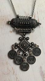 Zilveren collier gepoxideerd lang met hanger 7cm lengte 88cm, Met hanger, Ophalen of Verzenden, Zo goed als nieuw, Zilver