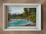 Olieverfschilderij Rivierlandschap, Ophalen of Verzenden