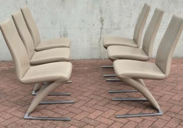 6 Rolf benz design eetkamerstoelen 7800 mooi leer latte kl. beschikbaar voor biedingen