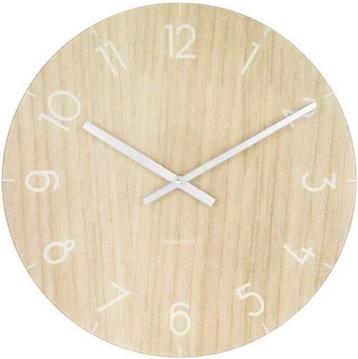 Karlsson Glass Wood - Wandklok - 43,5 x 5 cm - Glas - Light  beschikbaar voor biedingen