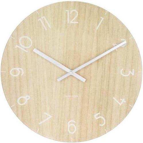 Karlsson Glass Wood - Wandklok - 43,5 x 5 cm - Glas - Light, Huis en Inrichting, Woonaccessoires | Klokken, Nieuw, Wandklok, Analoog