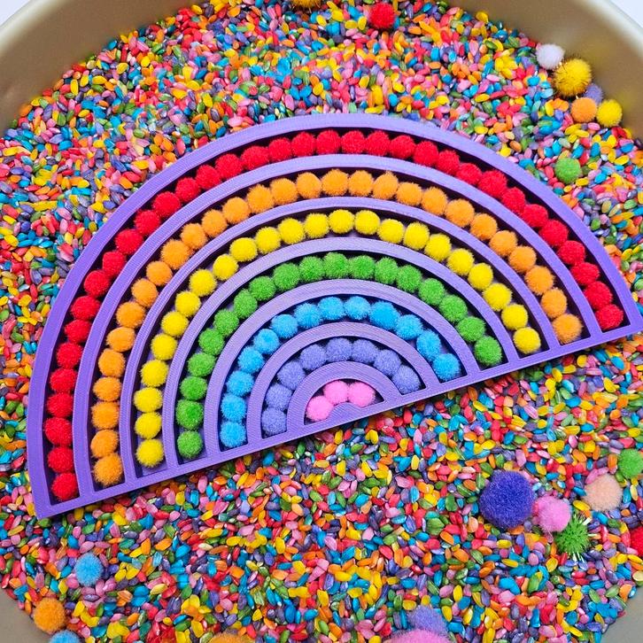 Regenboog vulvorm met mini pompommetjes - Paars, Kinderen en Baby's, Speelgoed | Educatief en Creatief, Ontdekken, Ophalen of Verzenden