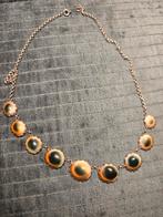 Vintage Ketting met matabia schelp, cats eye, shiva oog, Ophalen of Verzenden, Zilver, Zilver