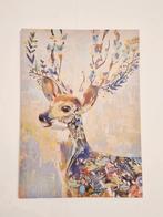 Schilderij op canvas - Hert met bloemen, Ophalen of Verzenden