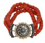 Bloedkoraal exclusieve antieke armband 14k slot goud dames, Verzenden, Goud, Armband, Met edelsteen
