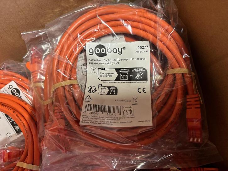 Partij Goobay CAT6 kabel div. lengtes en kleuren, Computers en Software, Pc- en Netwerkkabels, Nieuw, Ophalen of Verzenden