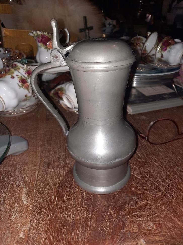 Tinnen kan met deksel, Antiek en Kunst, Antiek | Tin, Ophalen of Verzenden