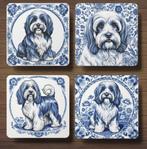 Tibetaanse Terriër Delfts Blauw onderzetters met houder, Ophalen of Verzenden, Nieuw, Glas of Kopje