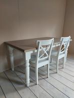Klassiek landelijk Eettafel wit/taupe, Ophalen, 50 tot 100 cm, Zo goed als nieuw, Vijf personen of meer