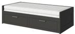 Brimnes IKEA bed, bedbank met 2 lades/2matrassen, Ophalen, Zwart, Tweepersoons, Zo goed als nieuw