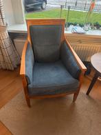 Houten Stoelen blauwe stof, Ophalen, Gebruikt, 75 tot 100 cm, Stof