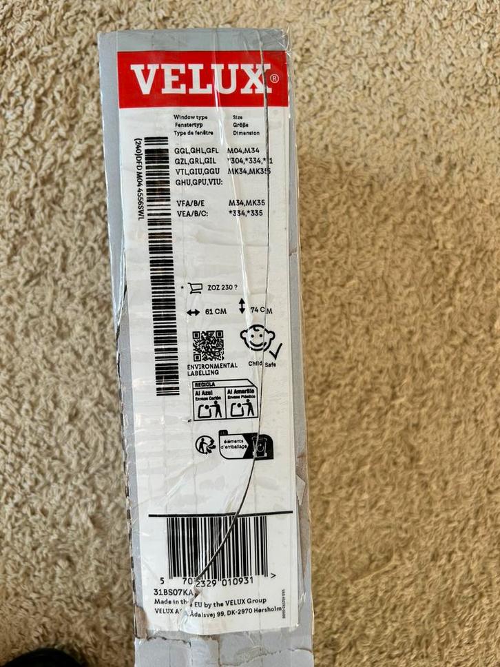 Velux 2in1 rolgordijn-plisé GGU M04 2in1 nieuw, Huis en Inrichting, Stoffering | Gordijnen en Lamellen, Nieuw, Wit, Ophalen of Verzenden