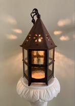 Antieke hanglamp lantaarn 19e eeuw gekleurd glas., Antiek en Kunst, Antiek | Lampen, Ophalen of Verzenden