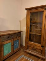 Mooie donkerbruine kasten set - dressoir en vitrine, Antiek en Kunst, Antiek | Meubels | Kasten, Ophalen