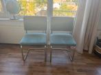 stoelen buisframe bureau eetkamer rib corduroy blauw, Ophalen, Gebruikt, Blauw, Twee