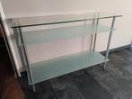 Glazen sidetable, Huis en Inrichting, Tafels | Sidetables, Ophalen, 100 tot 150 cm, Zo goed als nieuw, Glas