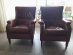 2x Cognac leren fauteuil, Huis en Inrichting, Fauteuils, Ophalen, Gebruikt, Klassiek, 75 tot 100 cm