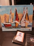 Schilderij van C.M. Leushuis - Zeilboten, Antiek en Kunst, Ophalen