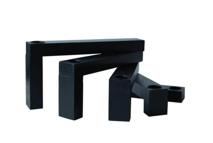 LEEFF kandelaar COEN zwart, Huis en Inrichting, Woonaccessoires | Kandelaars en Kaarsen, Nieuw, Kandelaar, Minder dan 25 cm, Hout