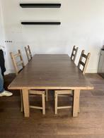 Uitschuifbare tafel + 4 stoelen, Huis en Inrichting, Tafels | Eettafels, Ophalen, Gebruikt, 200 cm of meer, 50 tot 100 cm