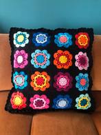 Granny square kussen 50x50 cm, Huis en Inrichting, Ophalen of Verzenden, Nieuw, Zwart, Vierkant