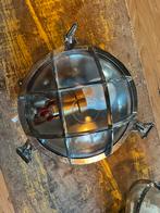 Ronde scheepslamp, verchroomd messing, Huis en Inrichting, Lampen | Wandlampen, Ophalen of Verzenden, Gebruikt, Glas, Scheepslamp met maritieme uitstraling