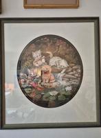 schilderij met poezen in oliepastel, Antiek en Kunst, Verzenden