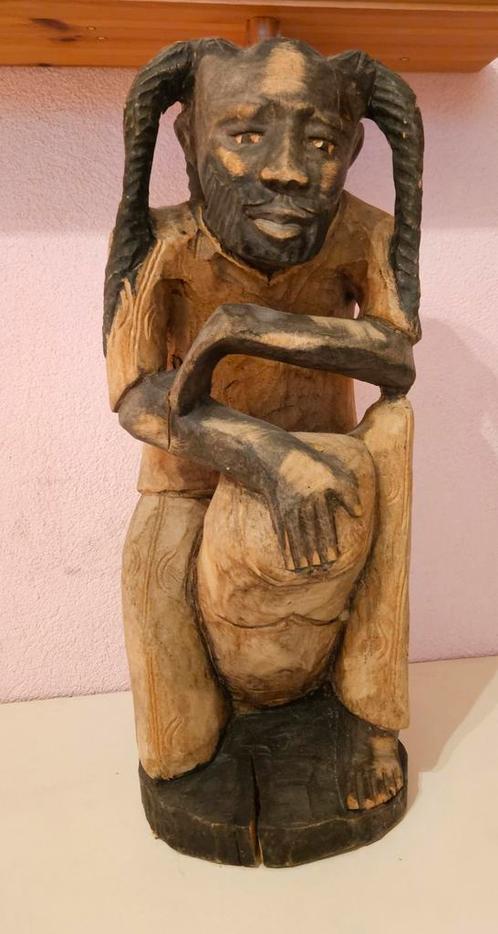 Authentiek Houten Rasta Beeld., Antiek en Kunst, Kunst | Beelden en Houtsnijwerken, Ophalen