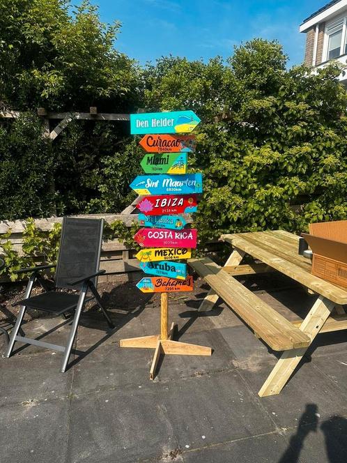 TRENDY ibiza tiki carribean grieks strand wegwijzer tuinbord, Tuin en Terras, Tuinwanddecoratie, Nieuw, Ophalen of Verzenden