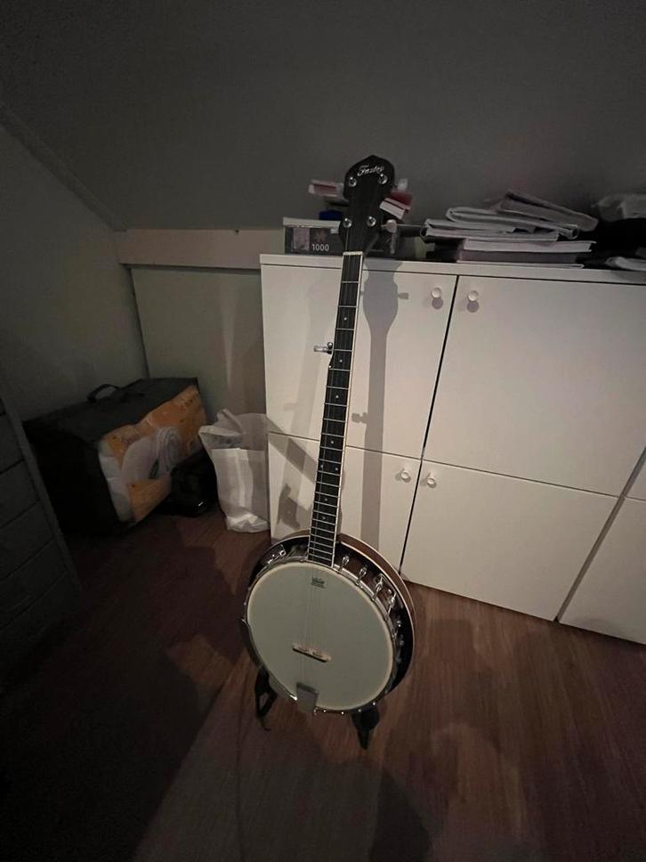 Banjo Met Beginners Boek + Vingerpluggen, Muziek en Instrumenten, Snaarinstrumenten | Banjo's, Gebruikt, 5-snarige of Bluegrassbanjo