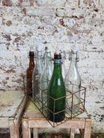 Brocante Frans ijzeren flessenrek/ allegonda, Ophalen of Verzenden