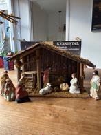 Vintage Kerststal met Keramieken Beeldjes, Antiek en Kunst, Ophalen of Verzenden