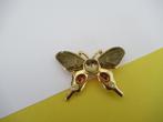 Broche Monet goudkleurige vlinder met olijfgroen emaille vle, Sieraden, Tassen en Uiterlijk, Broches, Zo goed als nieuw, Verzenden