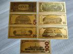 Set gouden Amerikaanse dollars, 1 t/m 100 US dollar, Ophalen of Verzenden, Noord-Amerika