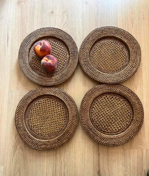 Birma Rieten Onderborden Myanmar - Set van 4, Huis en Inrichting, Woonaccessoires | Schalen en Manden, Zo goed als nieuw, Schaal