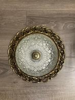 plafonniere messing kristal, Huis en Inrichting, Lampen | Plafondlampen, Ophalen, Zo goed als nieuw, Glas, Klasiek