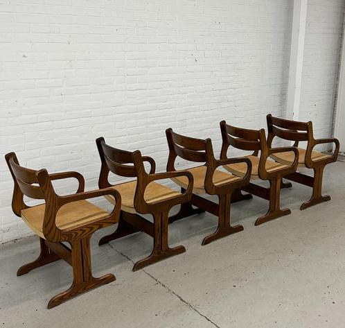 5 designer Space Age stoelen, Huis en Inrichting, Stoelen, Gebruikt, Hout, Wit, Ophalen