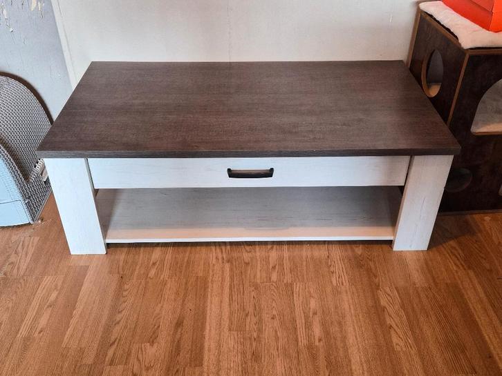 Salontafel, Huis en Inrichting, Tafels | Salontafels, Gebruikt, Minder dan 50 cm, 50 tot 100 cm, 100 tot 150 cm, Rechthoekig, Overige houtsoorten