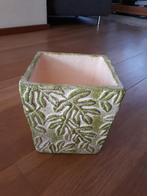 vierkante bloempot met groen bladmotief, Rond, Nieuw, Binnen, Ophalen of Verzenden