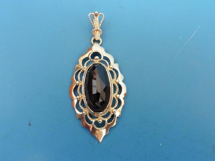 Gouden hanger met granaat                                G50, Sieraden, Tassen en Uiterlijk, Kettinghangers, Gebruikt, Goud, Rood