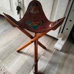 zitkrukje leer, Ophalen of Verzenden, Gebruikt, Hout