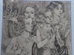Jan Toorop, Mooie prent Muziekmakende damess, Verzamelen, Ophalen of Verzenden, Voor 1940, Gebruikt, Overige onderwerpen
