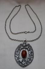 Zilveren jasseron ketting met grote antieke hanger nr.913, Verzenden, Zilver, Ketting