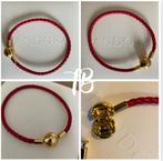 Originele Pandora leren rode armband met shine sluiting, Ophalen of Verzenden, Nieuw, Rood, Goud