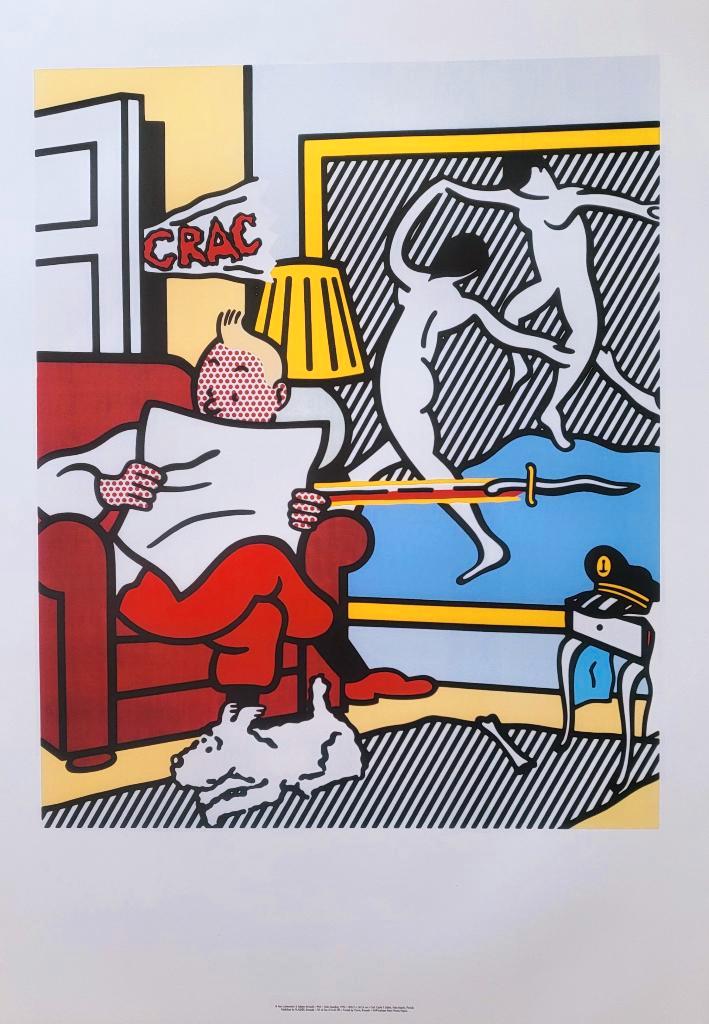 Lichtenstein - Tintin reading - Kuifje leest, Antiek en Kunst, Kunst | Litho's en Zeefdrukken, Verzenden